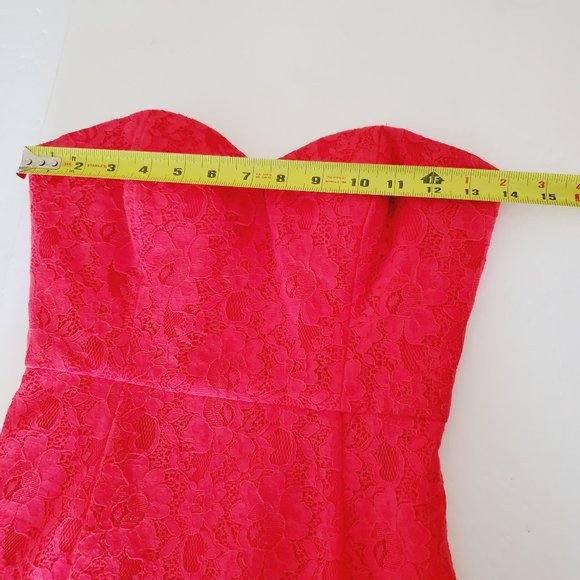 BCBG Roselle Lace Red Berry Strapless Mini Dress - Picture 8 of 12